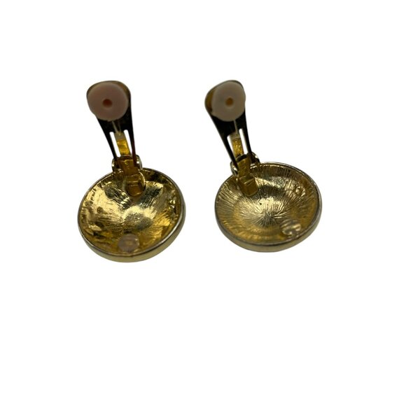 **Large Vintage Black and Gold Clip On Earrings - Picture 11 of 12